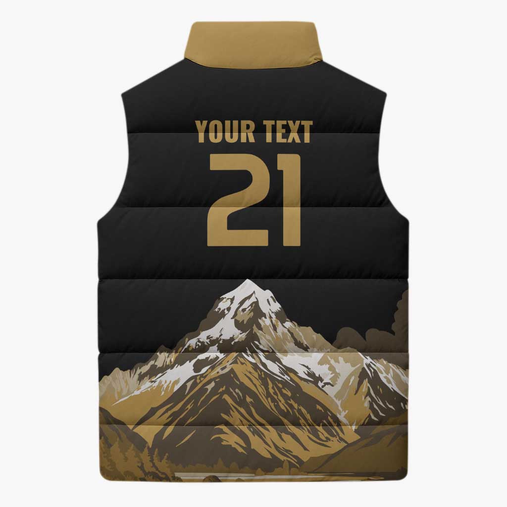 Custom Oceania Football NZ South Island Sleeveless Puffer Jacket Minimal Mount Cook Silhouette LT9 - Polynesian Pride