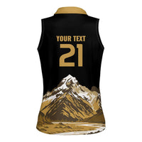 Custom Oceania Football NZ South Island Women Sleeveless Polo Shirt Minimal Mount Cook Silhouette