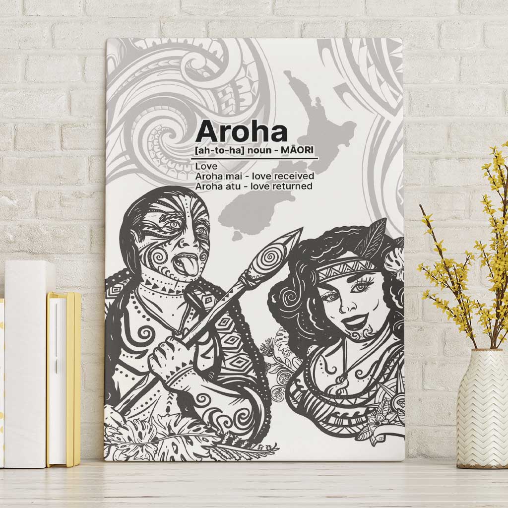 Aroha Maori Language Canvas Wall Art Te Reo Maori Inspired Art LT9 Without Frame white - Polynesian Pride