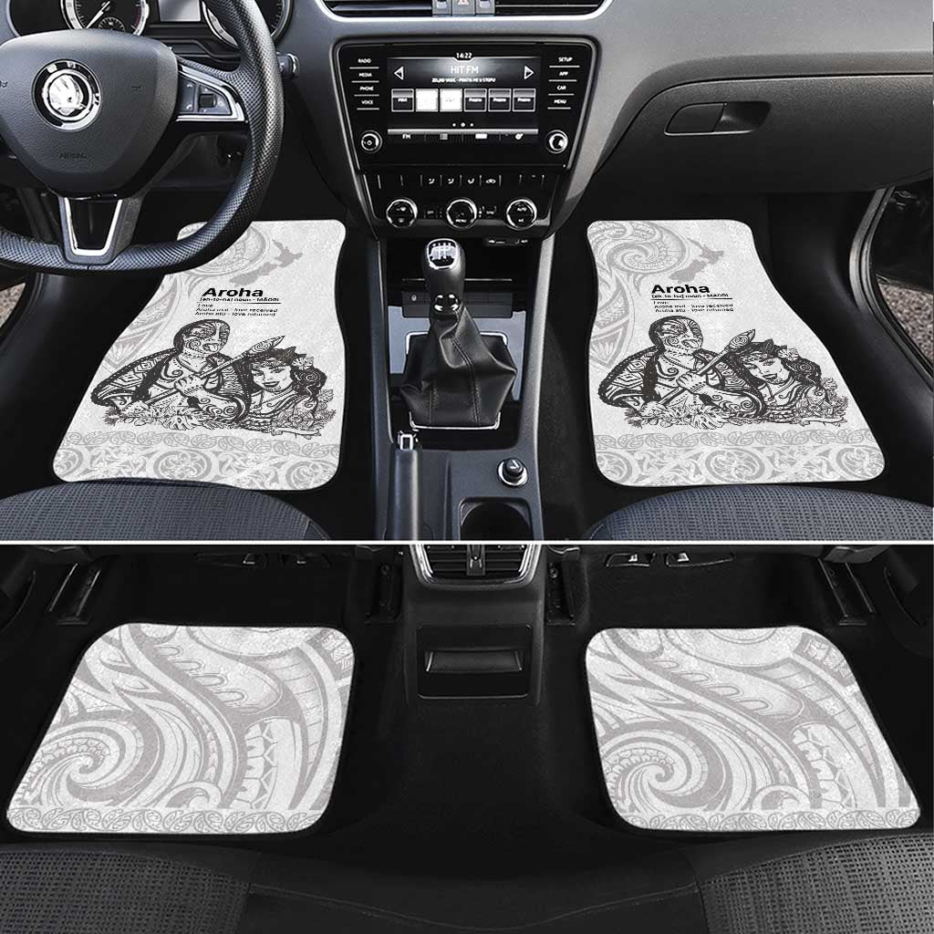 Aroha Maori Language Car Mats Te Reo Maori Inspired Art LT9 Set 4pcs white - Polynesian Pride