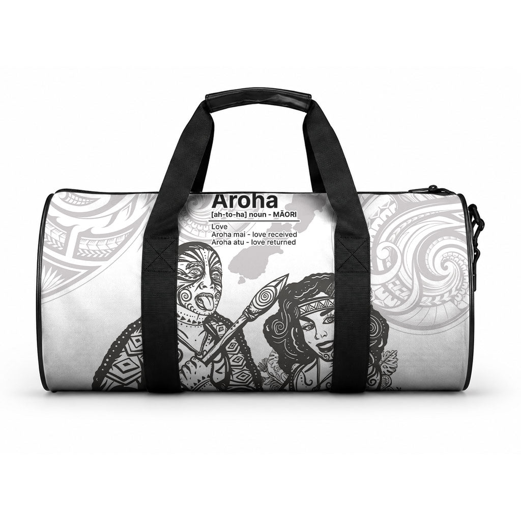 Aroha Maori Language Duffle Bag Te Reo Maori Inspired Art LT9 One size white - Polynesian Pride