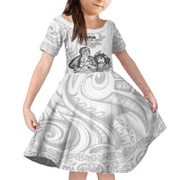 Aroha Maori Language Family Matching Off The Shoulder Long Sleeve Dress and Hawaiian Shirt Te Reo Maori Inspired Art