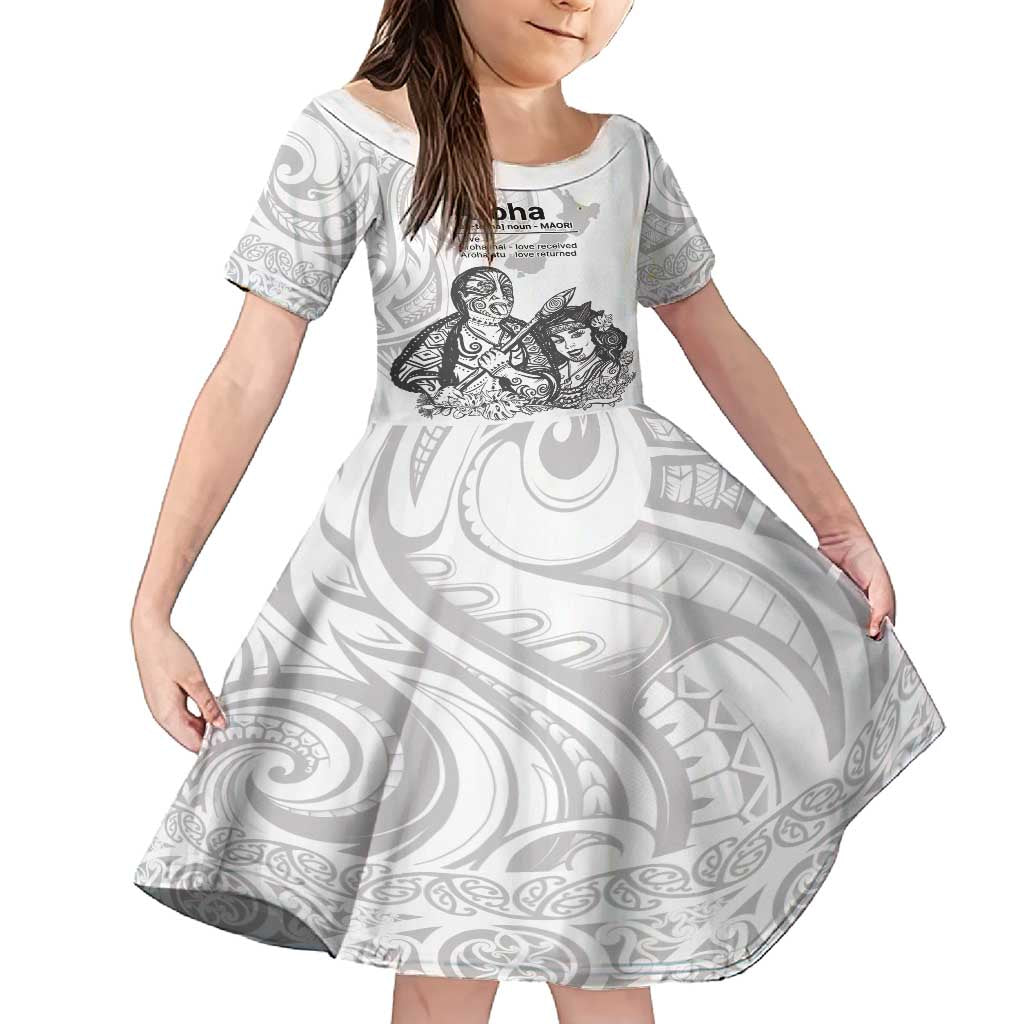Aroha Maori Language Family Matching Off Shoulder Short Dress and Hawaiian Shirt Te Reo Maori Inspired Art