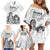 Aroha Maori Language Family Matching Off Shoulder Short Dress and Hawaiian Shirt Te Reo Maori Inspired Art