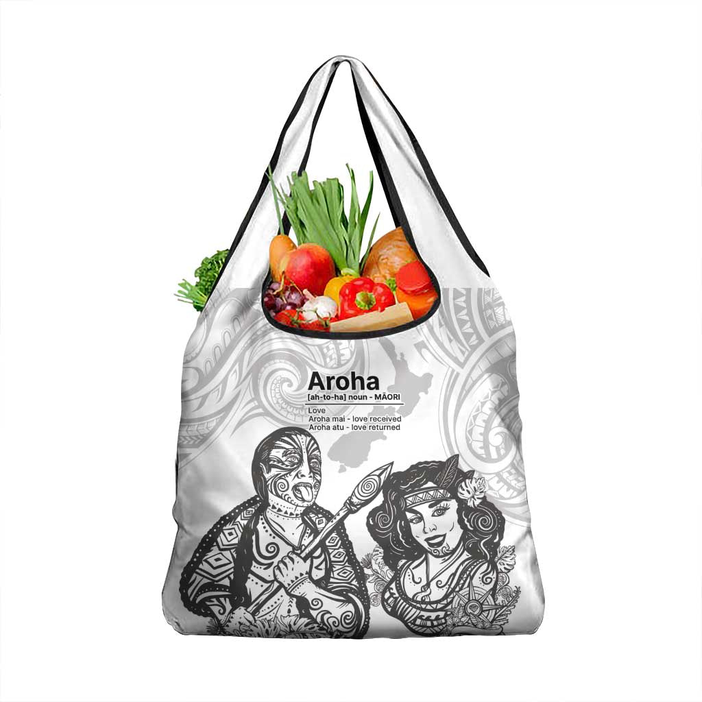 Aroha Maori Language Grocery Bag Te Reo Maori Inspired Art LT9 1-pack One Size white - Polynesian Pride