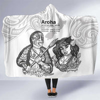 Aroha Maori Language Hooded Blanket Te Reo Maori Inspired Art LT9 One Size white - Polynesian Pride