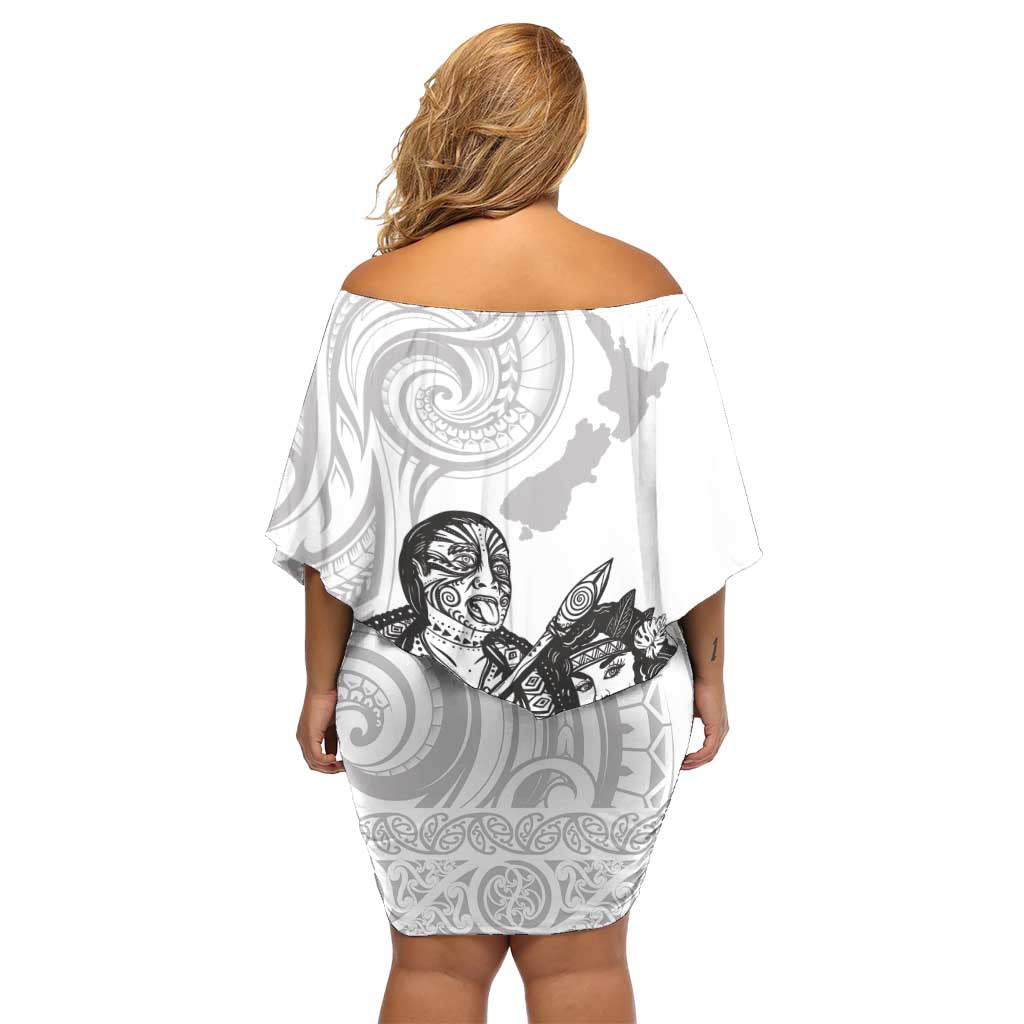 Aroha Maori Language Off Shoulder Short Dress Te Reo Maori Inspired Art LT9 - Polynesian Pride