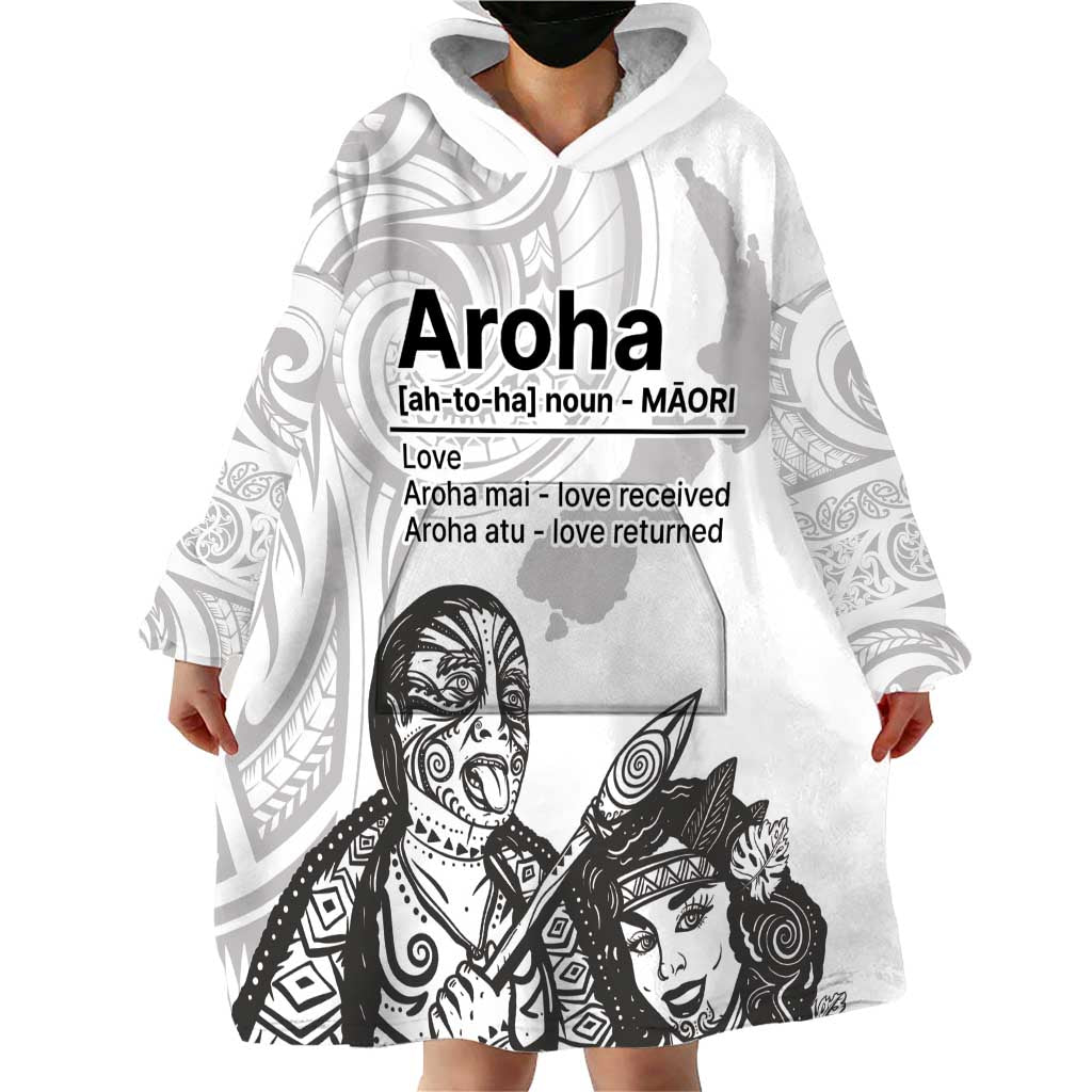 Aroha Maori Language Wearable Blanket Hoodie Te Reo Maori Inspired Art LT9 - Polynesian Pride