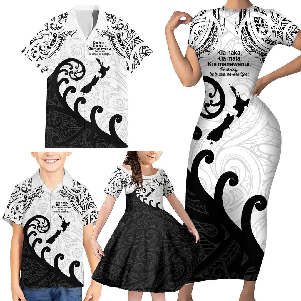 Kia Haka Maori language Family Matching Short Sleeve Bodycon Dress and Hawaiian Shirt Te Reo Maori Inspired Art