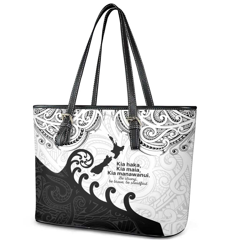 Kia Haka Maori language Leather Tote Bag Te Reo Maori Inspired Art LT9 - Polynesian Pride