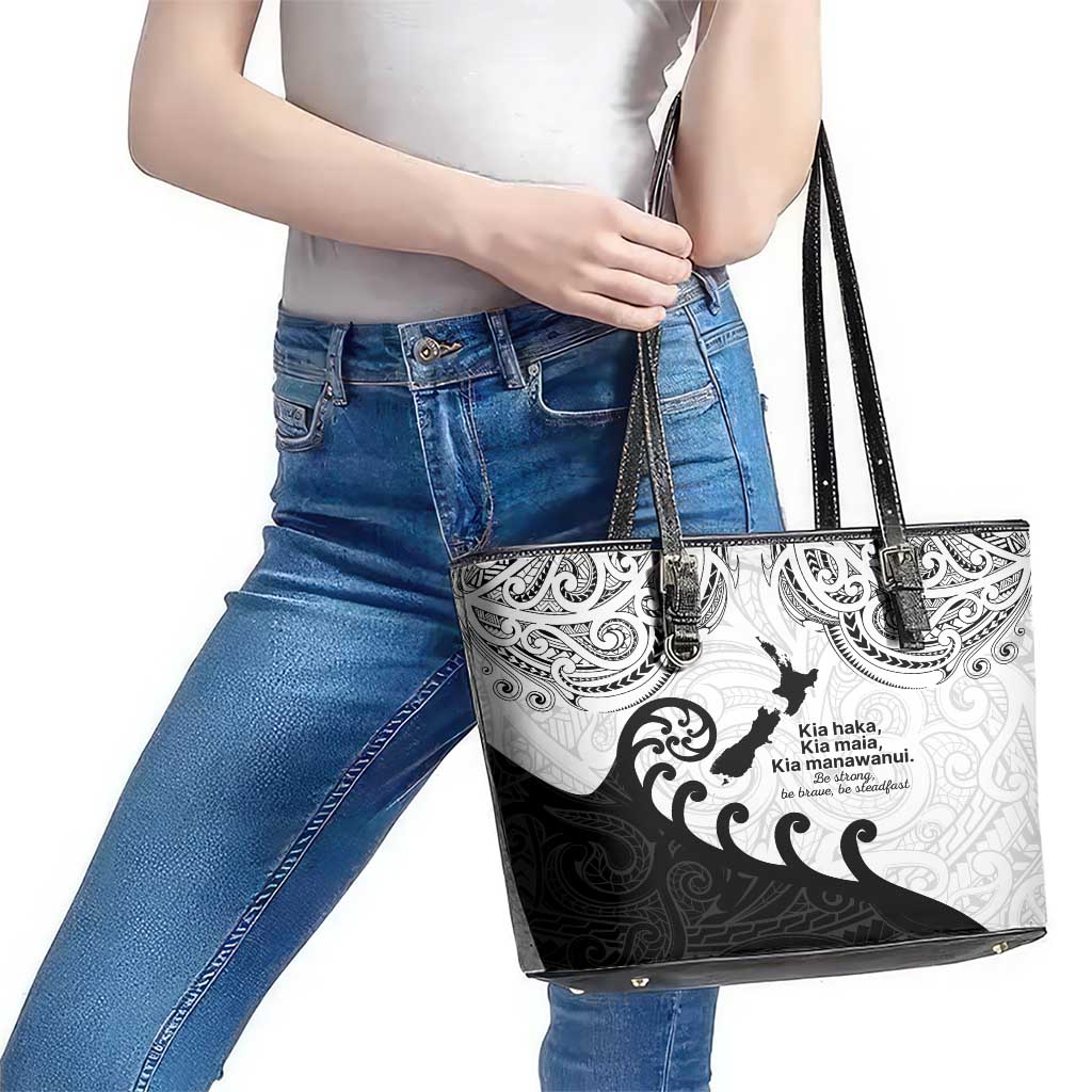 Kia Haka Maori language Leather Tote Bag Te Reo Maori Inspired Art LT9 - Polynesian Pride