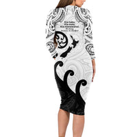 Kia Haka Maori language Long Sleeve Bodycon Dress Te Reo Maori Inspired Art
