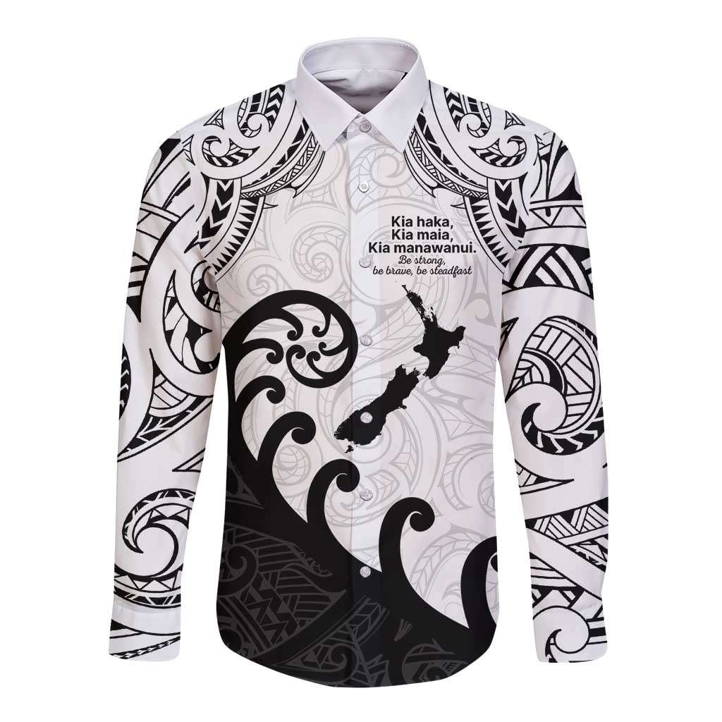 Kia Haka Maori language Long Sleeve Button Shirt Te Reo Maori Inspired Art