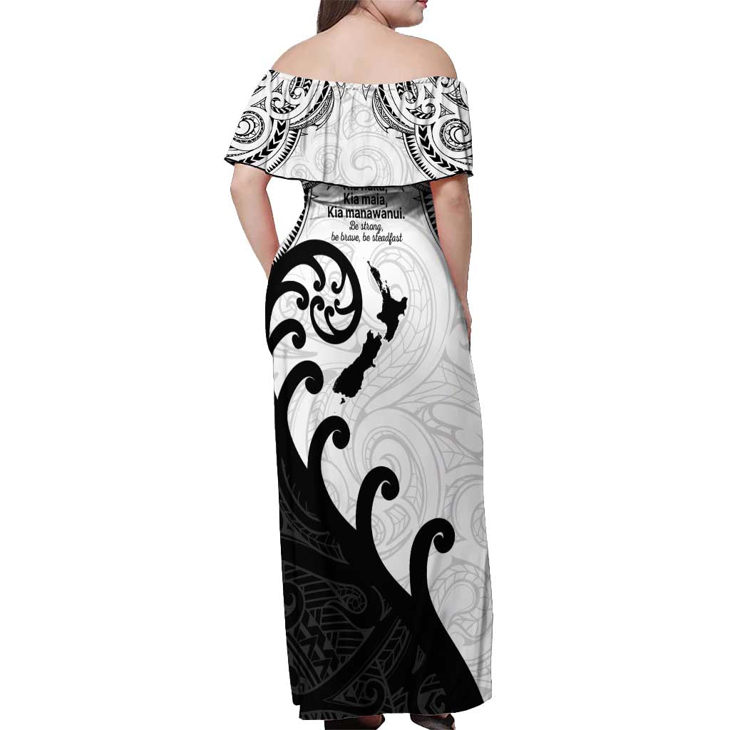 Kia Haka Maori language Off Shoulder Maxi Dress Te Reo Maori Inspired Art LT9 - Polynesian Pride