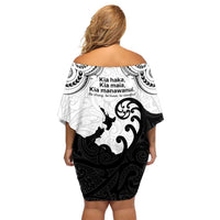 Kia Haka Maori language Off Shoulder Short Dress Te Reo Maori Inspired Art LT9 - Polynesian Pride