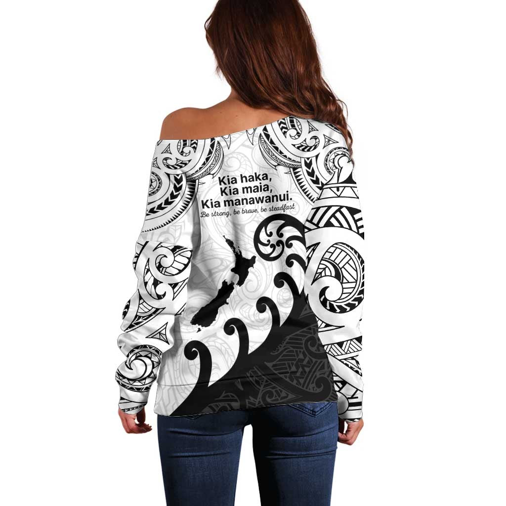 Kia Haka Maori language Off Shoulder Sweater Te Reo Maori Inspired Art
