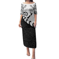 Kia Haka Maori language Puletasi Te Reo Maori Inspired Art LT9 Long Dress white - Polynesian Pride