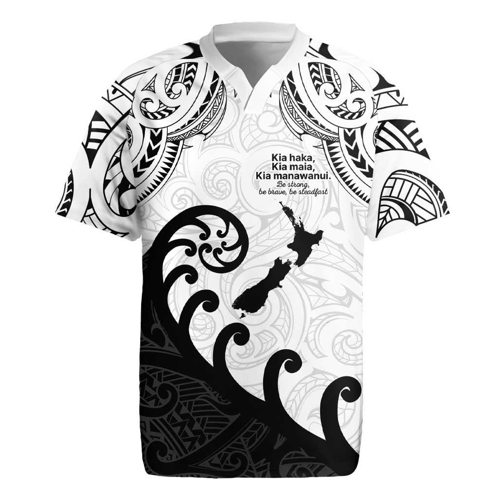 Kia Haka Maori language Rugby Jersey Te Reo Maori Inspired Art LT9 white - Polynesian Pride