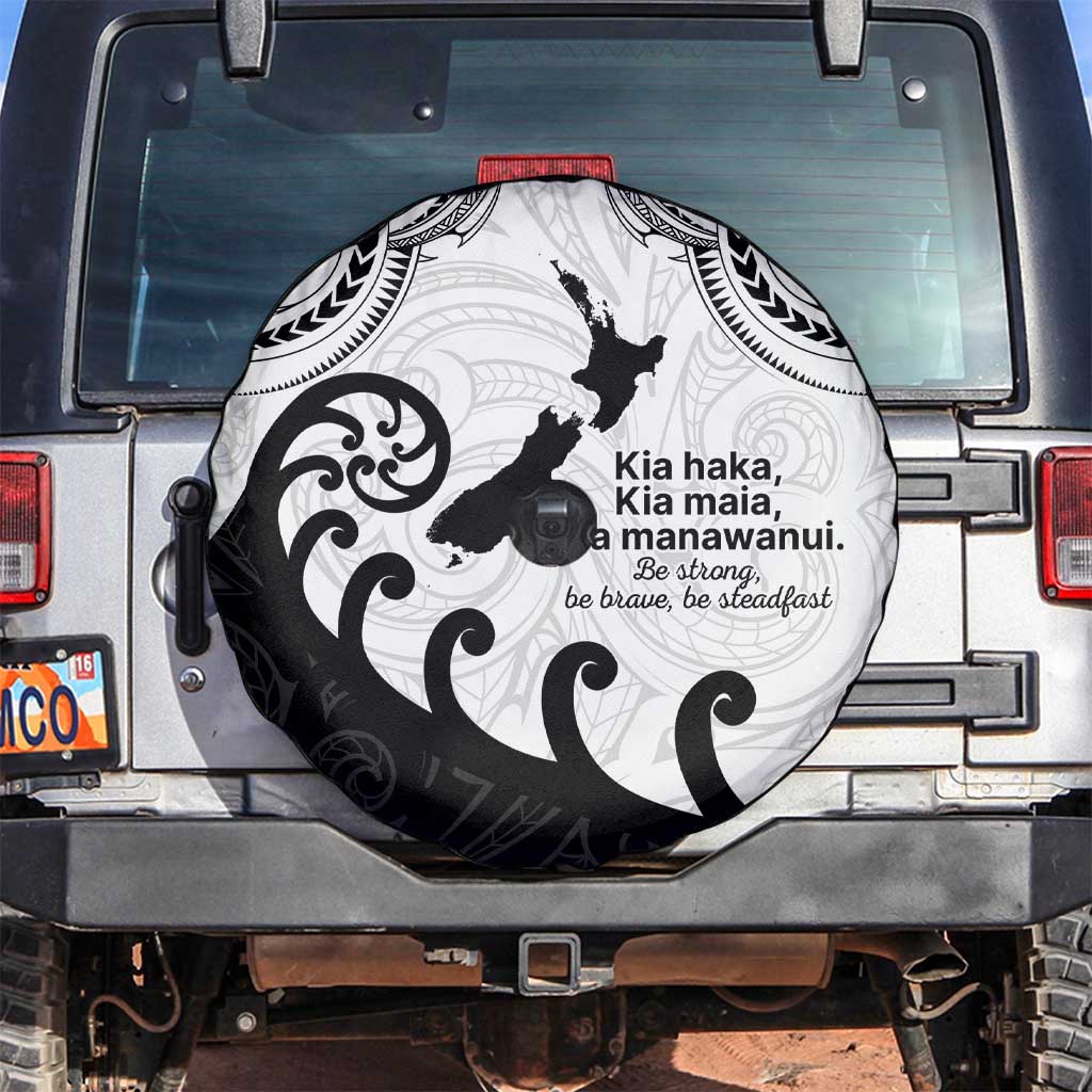 Kia Haka Maori language Spare Tire Cover Te Reo Maori Inspired Art LT9 white - Polynesian Pride