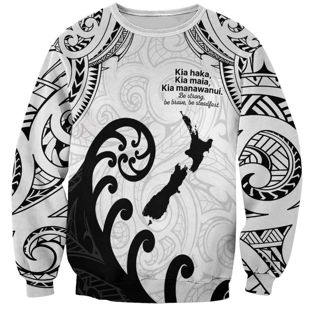 Kia Haka Maori language Sweatshirt Te Reo Maori Inspired Art LT9 Unisex white - Polynesian Pride