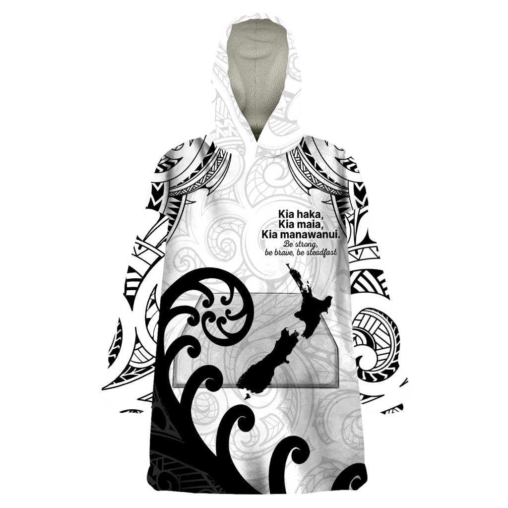 Kia Haka Maori language Wearable Blanket Hoodie Te Reo Maori Inspired Art LT9 One Size white - Polynesian Pride