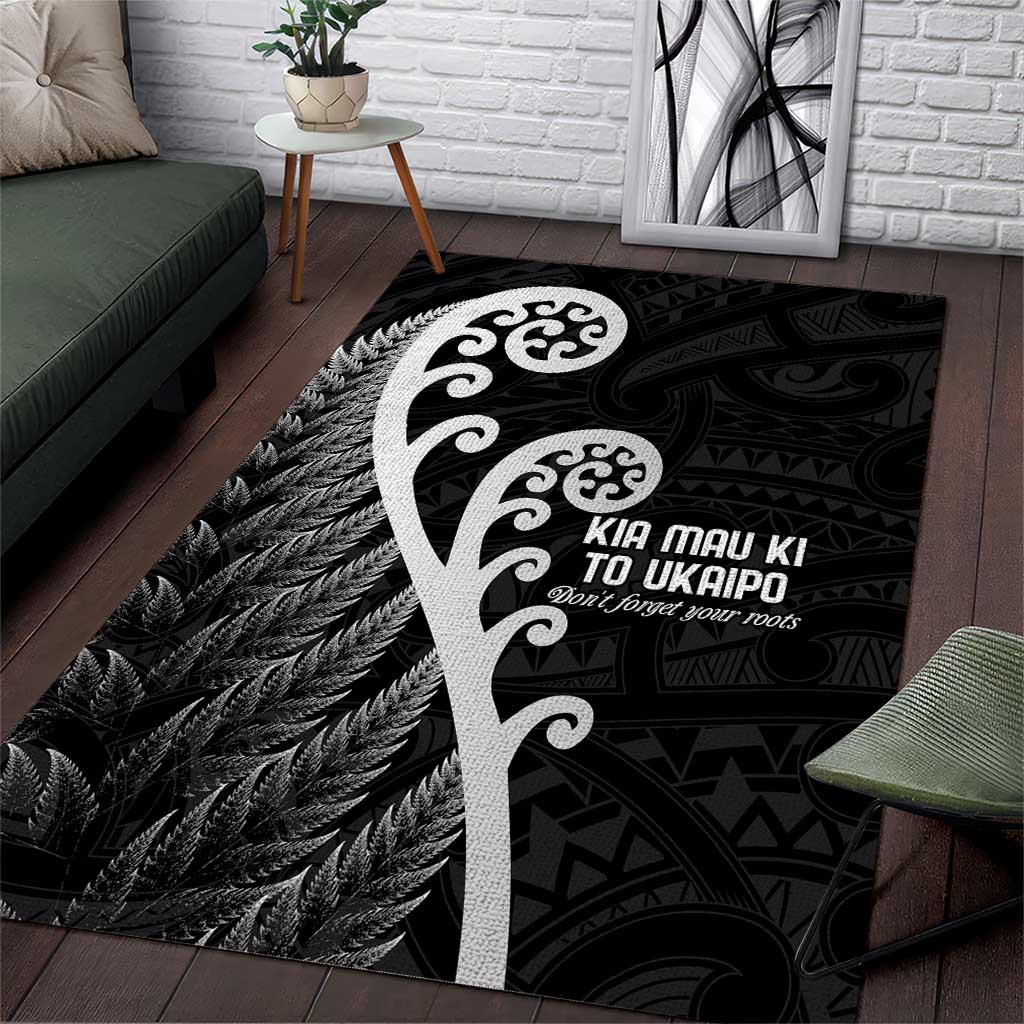 Kia Mau Ki To Ukaipo Area Rug Te Reo Maori Koru Fern Art