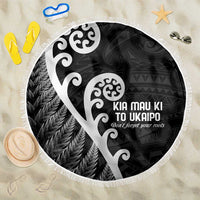 Kia Mau Ki To Ukaipo Beach Blanket Te Reo Maori Koru Fern Art LT9 One Size 150cm Black - Polynesian Pride