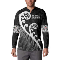 Kia Mau Ki To Ukaipo Button Sweatshirt Te Reo Maori Koru Fern Art