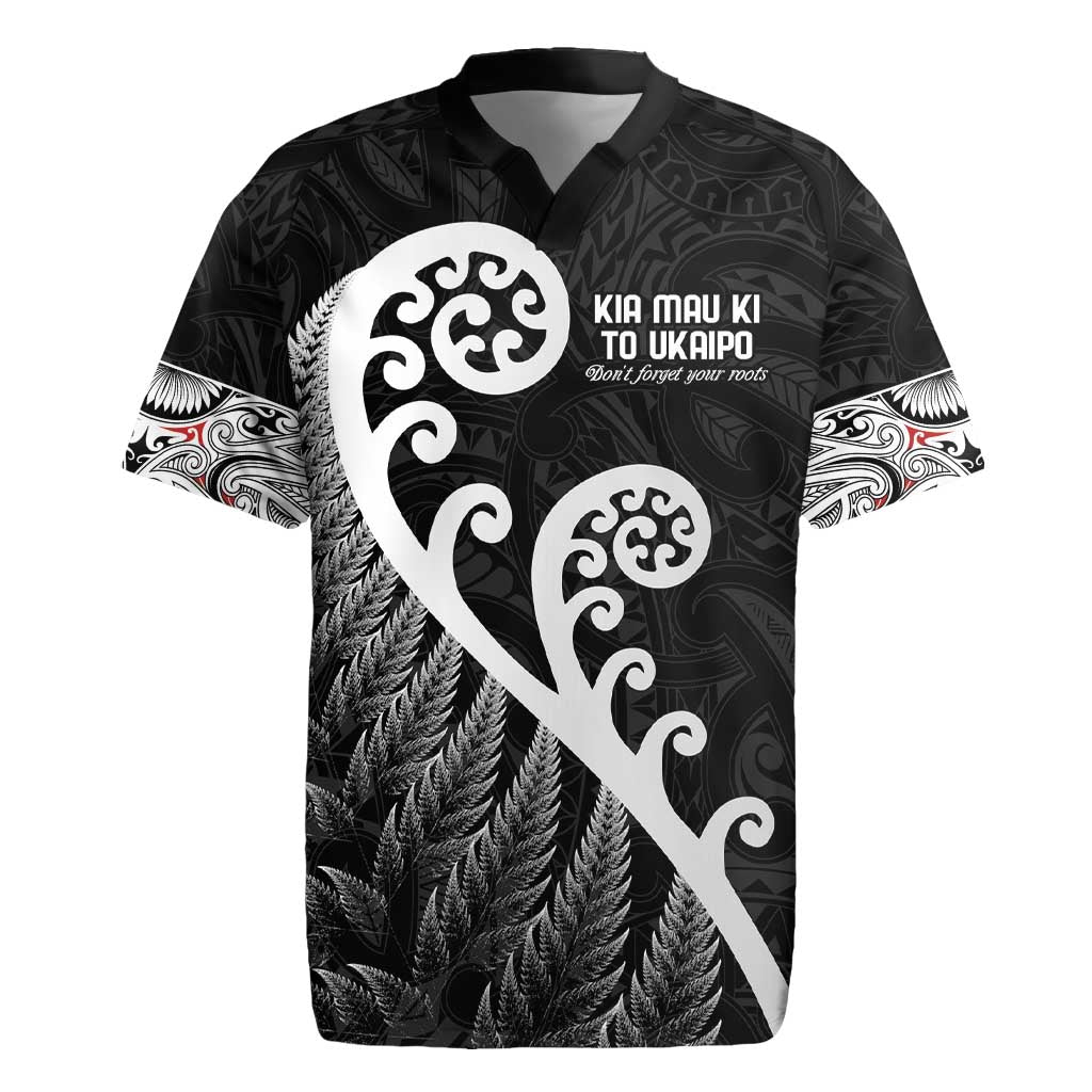 Kia Mau Ki To Ukaipo Rugby Jersey Te Reo Maori Koru Fern Art LT9 Black - Polynesian Pride