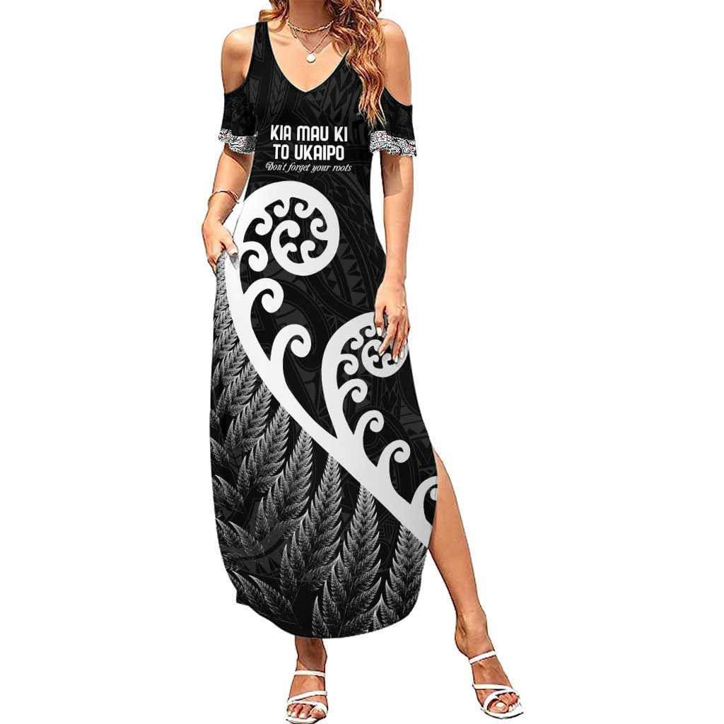 Kia Mau Ki To Ukaipo Summer Maxi Dress Te Reo Maori Koru Fern Art