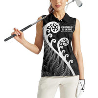 Kia Mau Ki To Ukaipo Women Sleeveless Polo Shirt Te Reo Maori Koru Fern Art