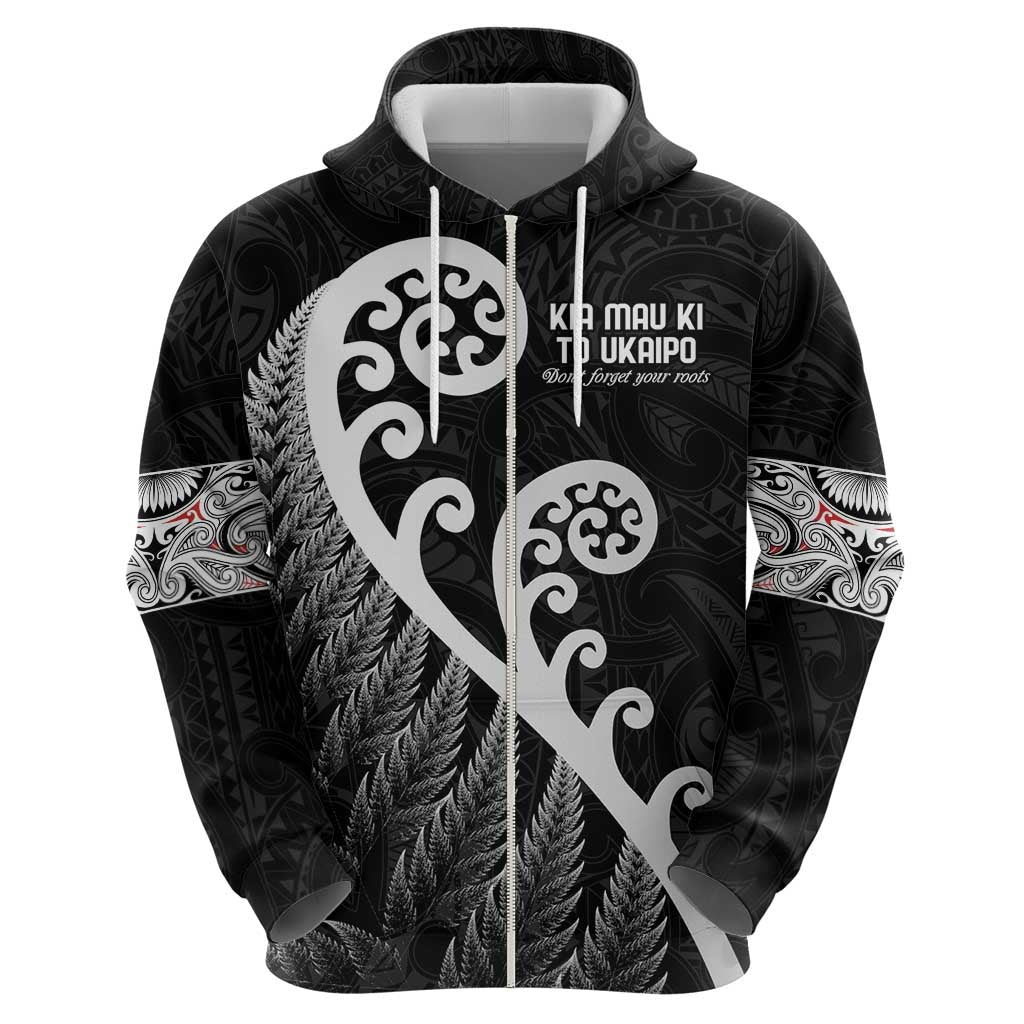 Kia Mau Ki To Ukaipo Zip Hoodie Te Reo Maori Koru Fern Art