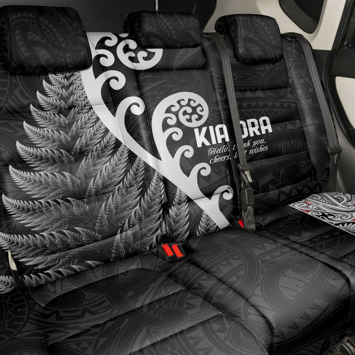 Kia Ora Maori Language Back Car Seat Cover Te Reo Maori Koru Fern Art
