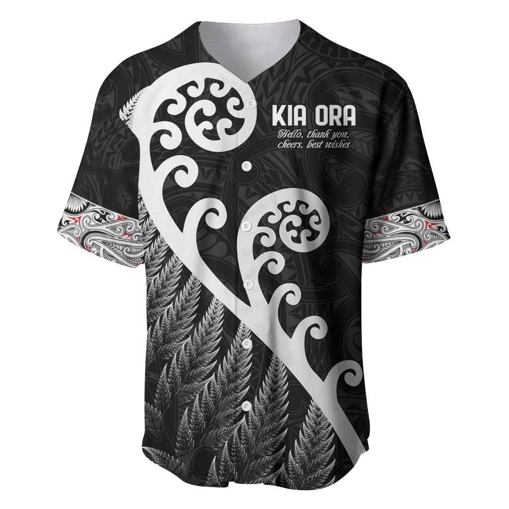 Kia Ora Maori Language Baseball Jersey Te Reo Maori Koru Fern Art