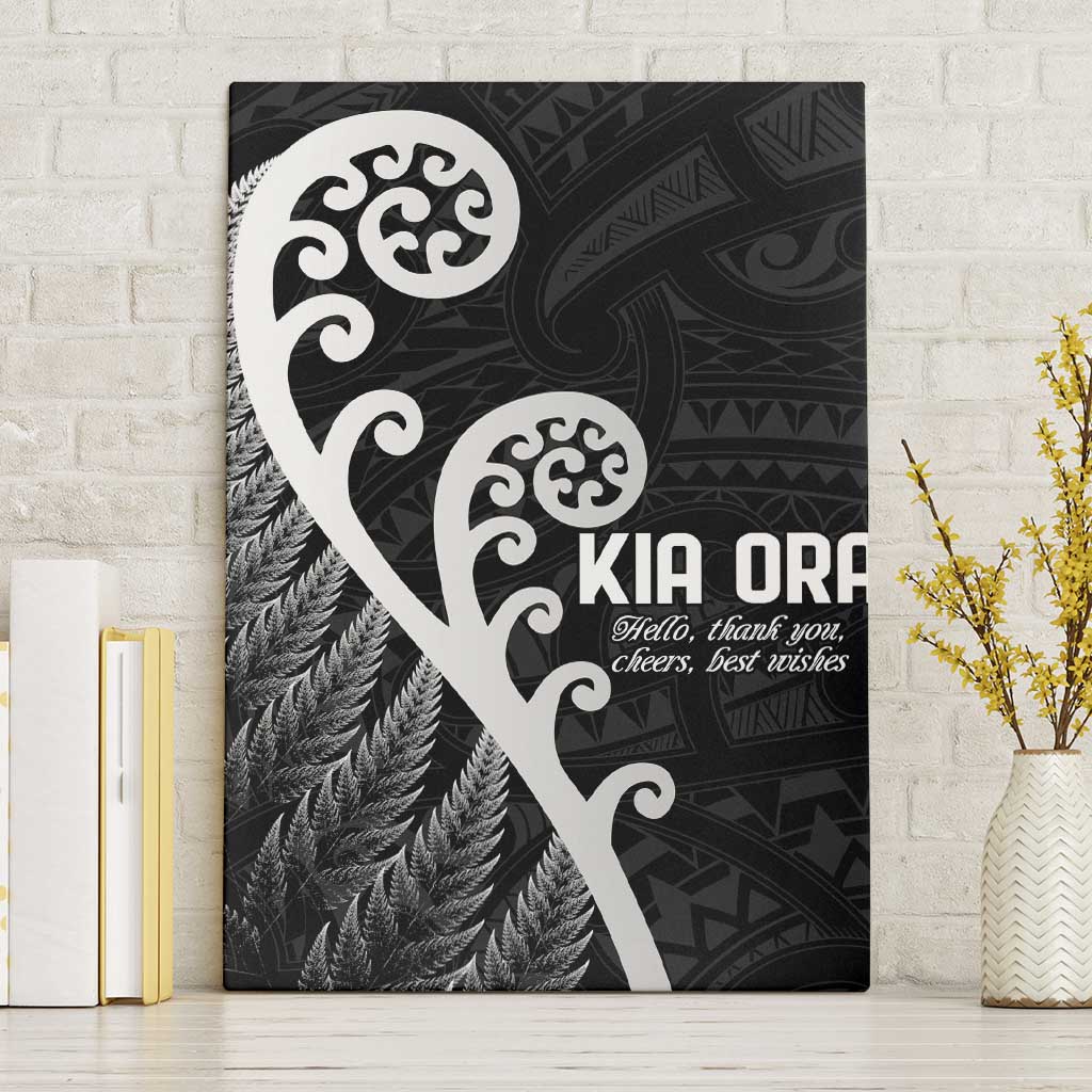 Kia Ora Maori Language Canvas Wall Art Te Reo Maori Koru Fern Art LT9 Without Frame Black - Polynesian Pride