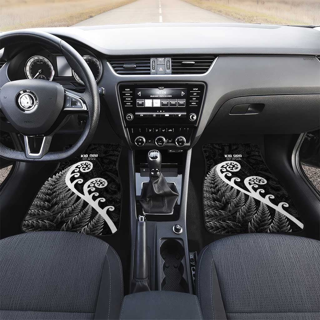 Kia Ora Maori Language Car Mats Te Reo Maori Koru Fern Art LT9 Set 2pcs - Front Black - Polynesian Pride