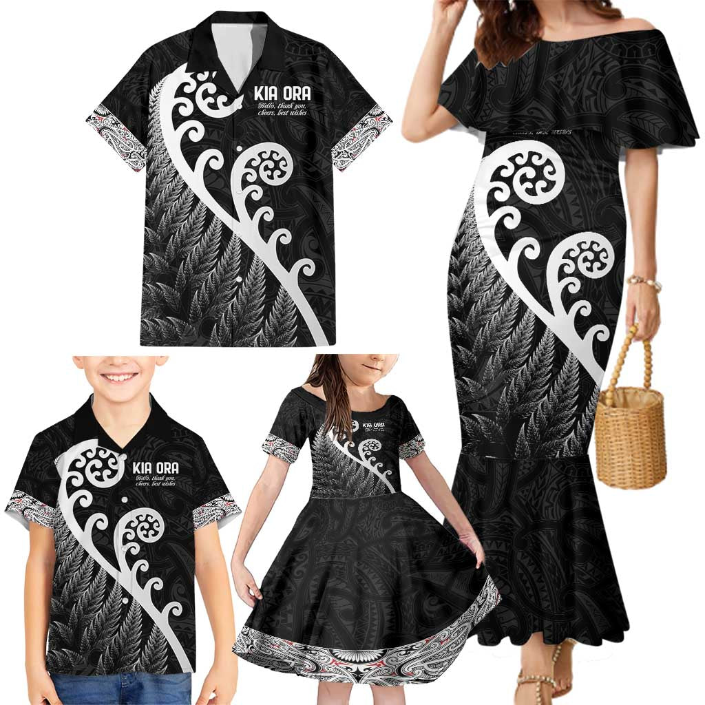 Kia Ora Maori Language Family Matching Mermaid Dress and Hawaiian Shirt Te Reo Maori Koru Fern Art LT9 - Polynesian Pride