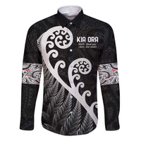 Kia Ora Maori Language Family Matching Short Sleeve Bodycon Dress and Hawaiian Shirt Te Reo Maori Koru Fern Art