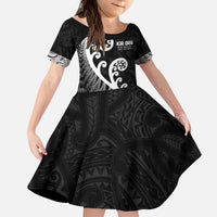 Kia Ora Maori Language Kid Short Sleeve Dress Te Reo Maori Koru Fern Art