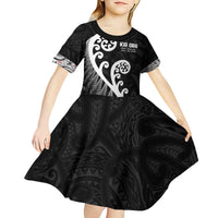 Kia Ora Maori Language Kid Short Sleeve Dress Te Reo Maori Koru Fern Art