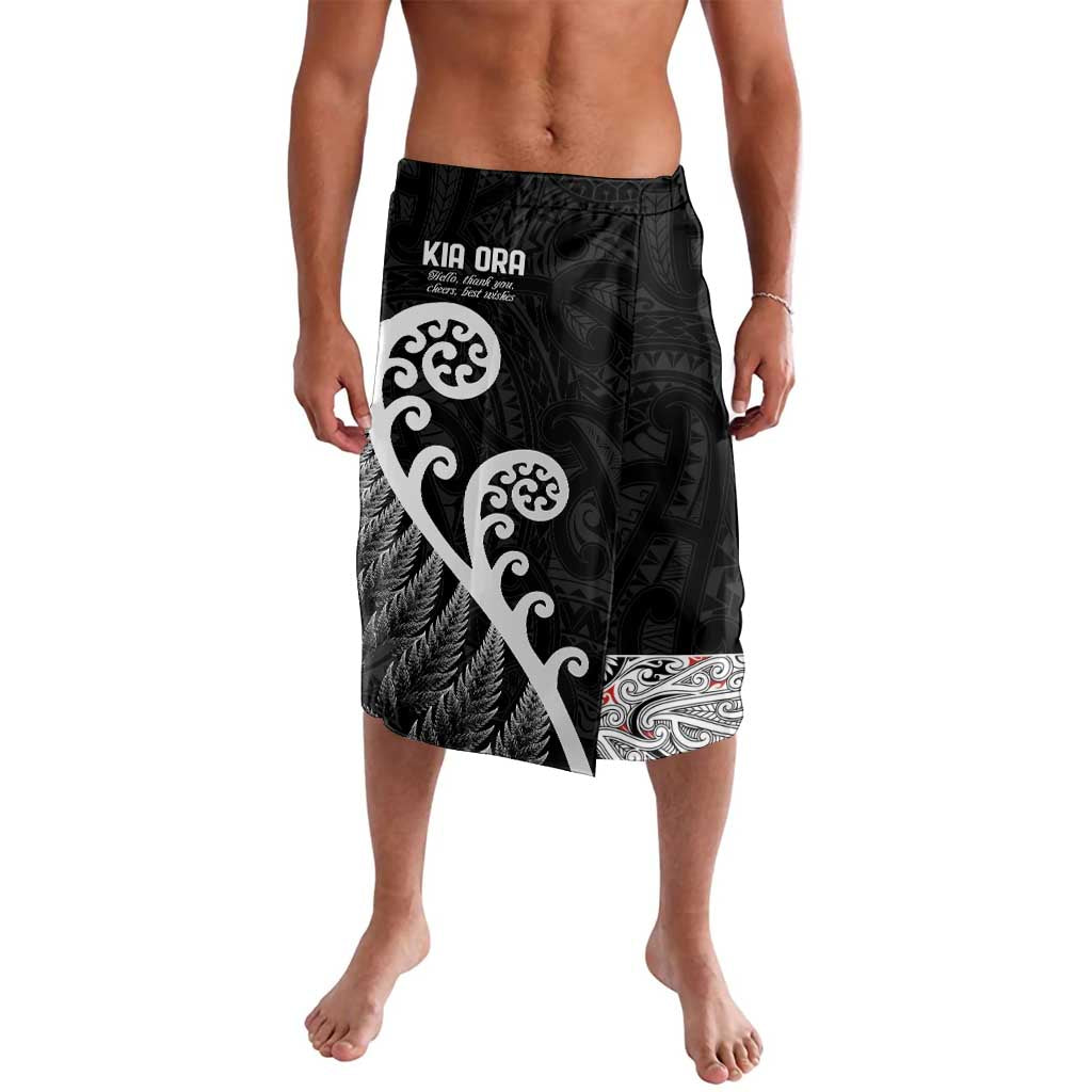 Kia Ora Maori Language Lavalava Te Reo Maori Koru Fern Art LT9 Black - Polynesian Pride