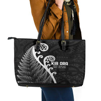 Kia Ora Maori Language Leather Tote Bag Te Reo Maori Koru Fern Art LT9 - Polynesian Pride