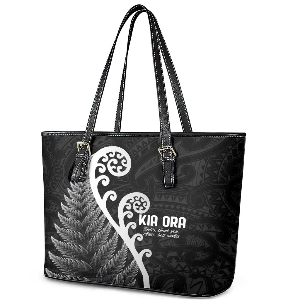 Kia Ora Maori Language Leather Tote Bag Te Reo Maori Koru Fern Art LT9 - Polynesian Pride