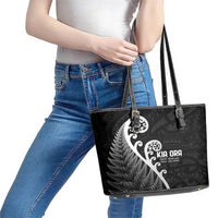 Kia Ora Maori Language Leather Tote Bag Te Reo Maori Koru Fern Art LT9 - Polynesian Pride