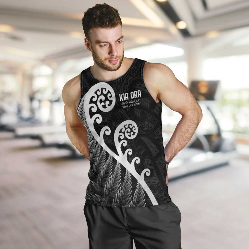 Kia Ora Maori Language Men Tank Top Te Reo Maori Koru Fern Art LT9 Black - Polynesian Pride