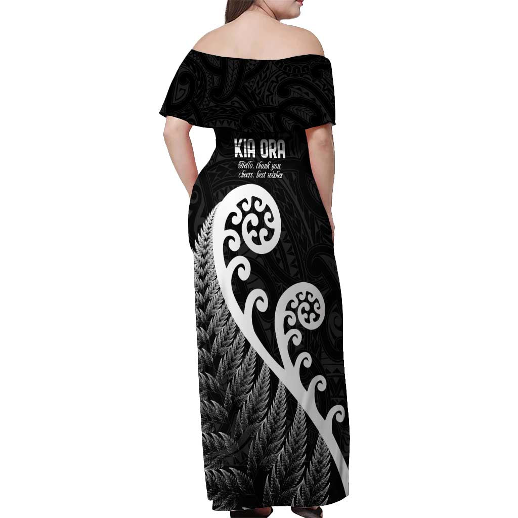 Kia Ora Maori Language Off Shoulder Maxi Dress Te Reo Maori Koru Fern Art LT9 - Polynesian Pride