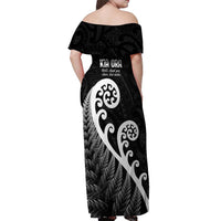 Kia Ora Maori Language Off Shoulder Maxi Dress Te Reo Maori Koru Fern Art LT9 - Polynesian Pride