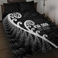 Kia Ora Maori Language Quilt Bed Set Te Reo Maori Koru Fern Art LT9 Black - Polynesian Pride