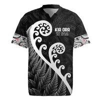 Kia Ora Maori Language Rugby Jersey Te Reo Maori Koru Fern Art LT9 Black - Polynesian Pride