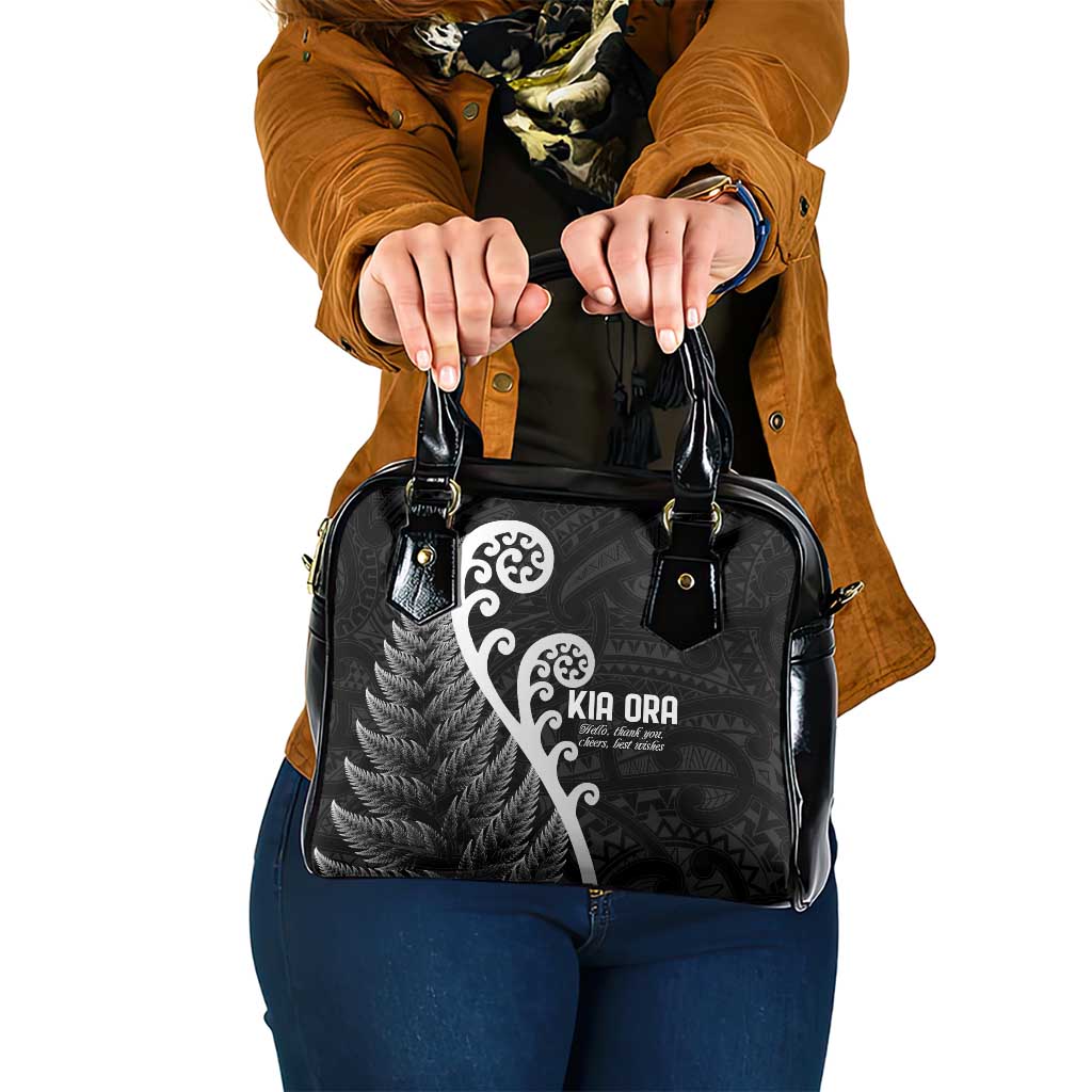 Kia Ora Maori Language Shoulder Handbag Te Reo Maori Koru Fern Art